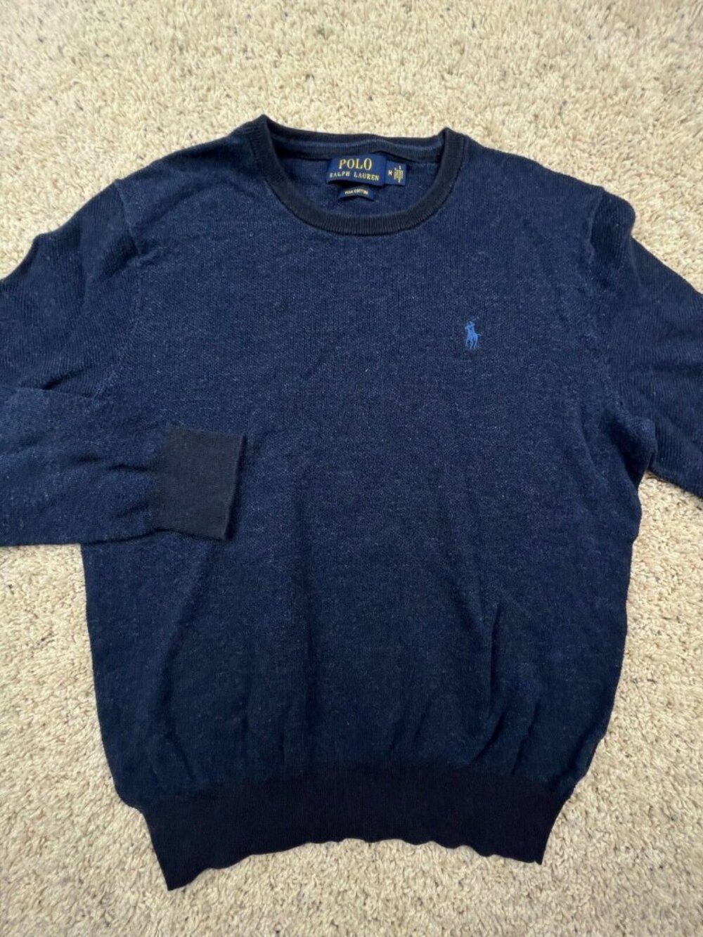 Polo Ralph Lauren Sweater Adult Medium Blue Pony Pullover Crewneck Long Sleeve